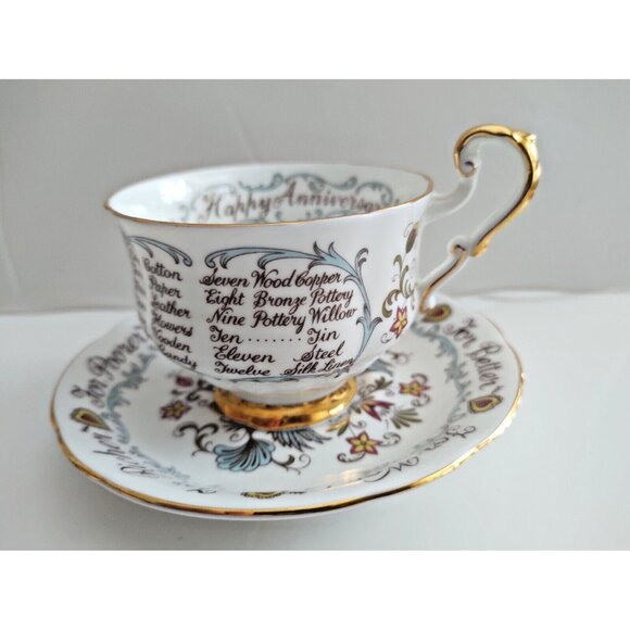 Paragon Warranted Wedding Anniversary Teacup and Saucer For Better, For Worse - Picture 3 of 13